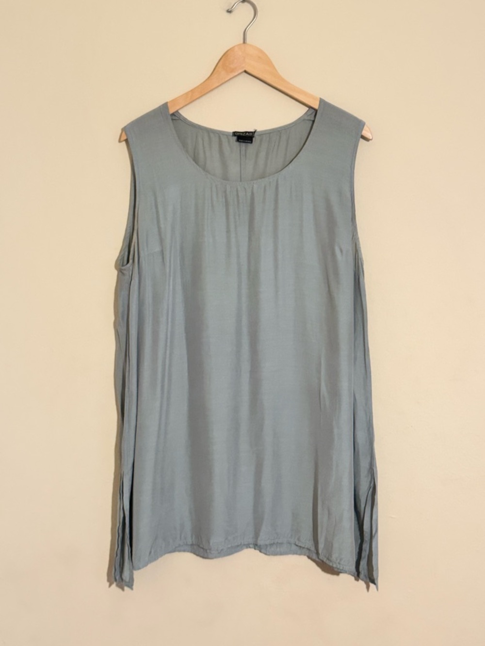 Grizas Silk Bamboo Blend Lagenlook Tank Top Tunic Slip Dress size XL Seafoam